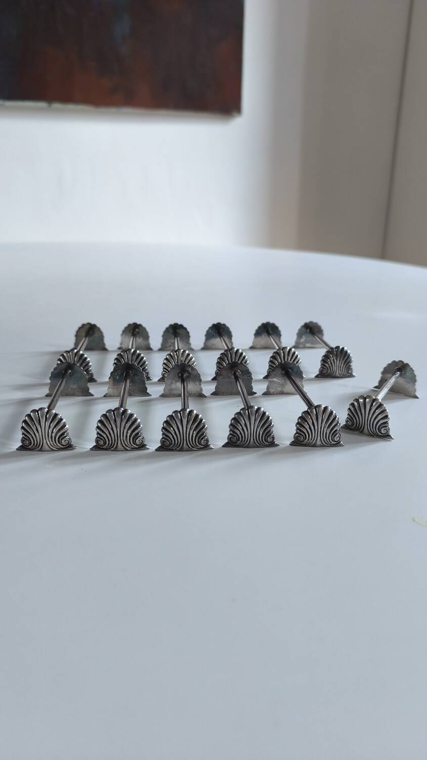 Set of 12 solid silver knife holders