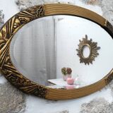 Mirror oval bevelled art deco
