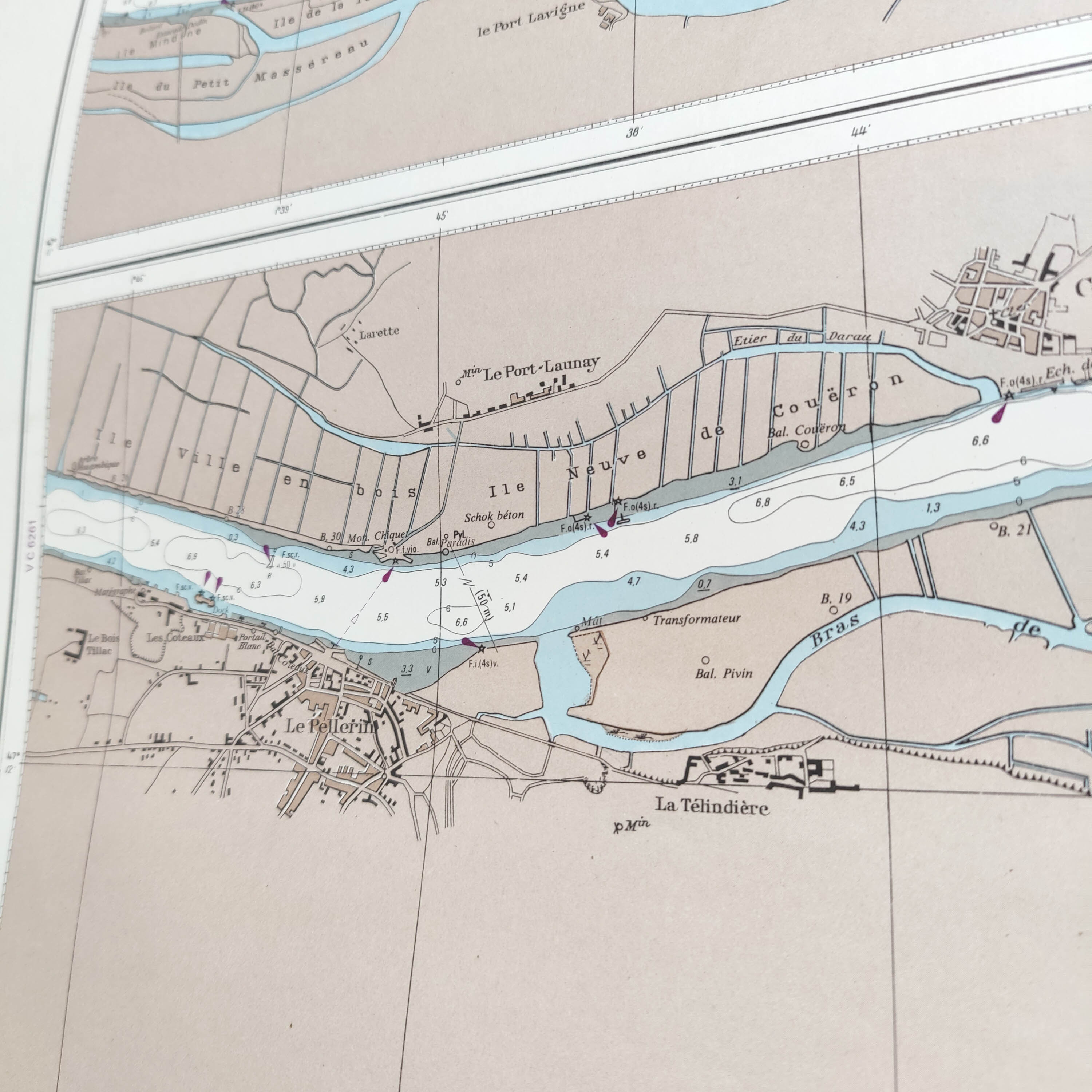 Vintage map Nantes cours de la Loire 1980