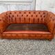 Salon canape and 2 chesterfield armchairs in vintage cognac leather from the 1970s