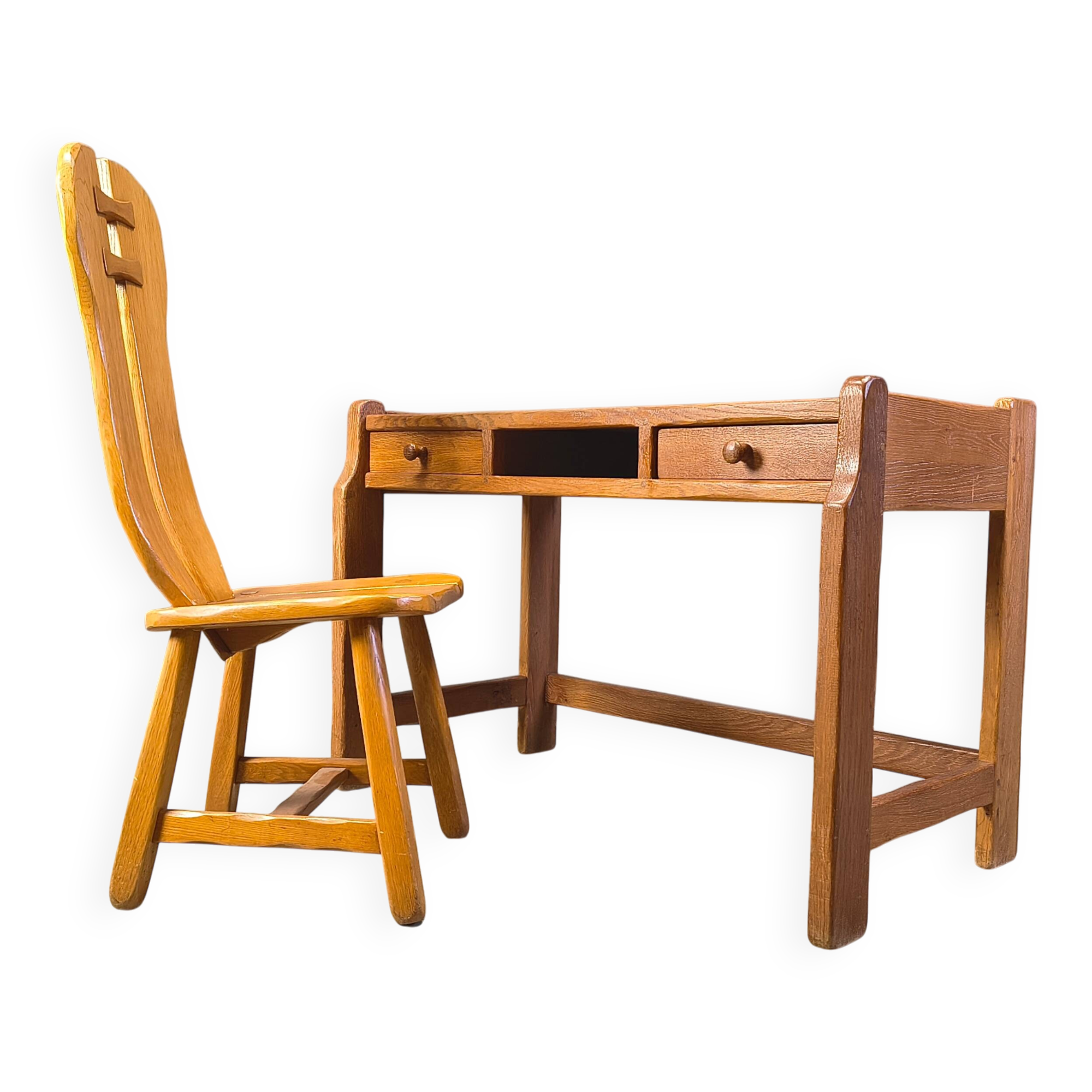 Vintage oak vanity table or desk by Depuydt Belgium, 1960s