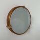 Vintage round wall light, wood, glass and brass, France 1980
