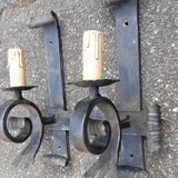 Brutalist wrought iron wall lamp 1970