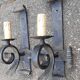 Brutalist wrought iron wall lamp 1970
