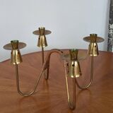 Brass and rattan candlestick