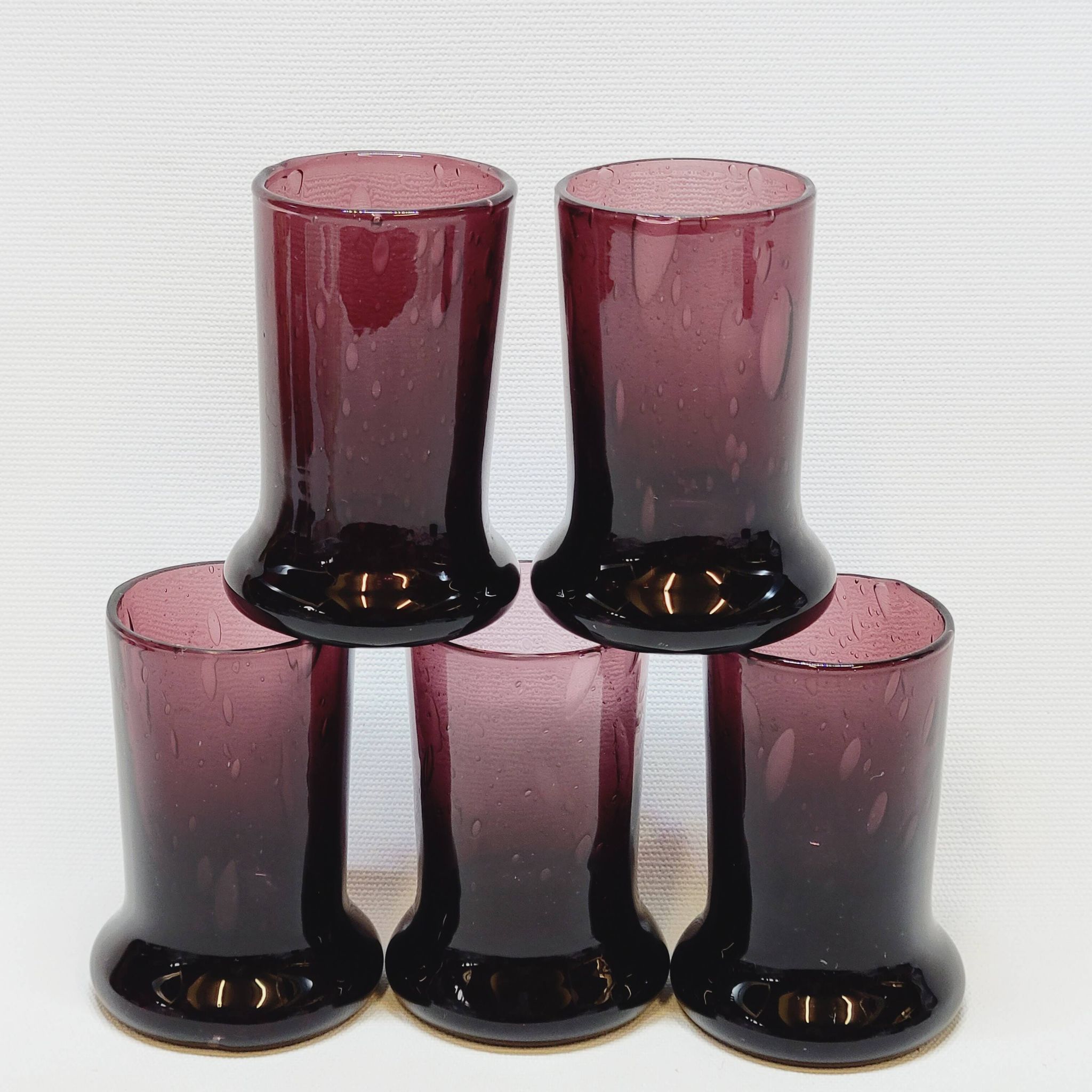 5 Petits Verres A Liqueur Gobelets A Vodka En Verre Soufflé Bullé Prune Biot?