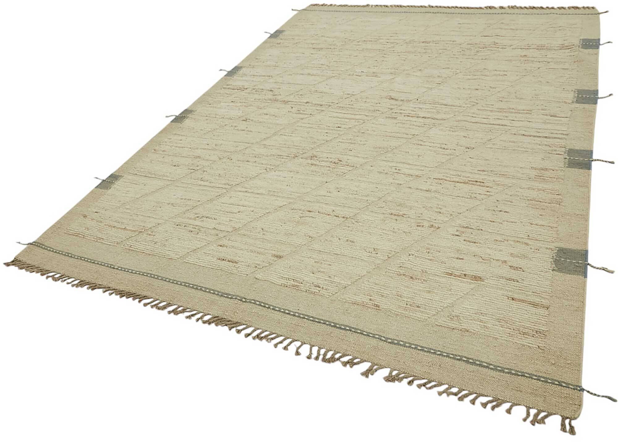Handmade Turkish One of a Kind 201 cm x 295 cm Beige Wool Carpet