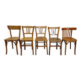 Set of 5 mismatched chairs in Baumann style