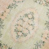 Soft Peach Muted Wool Vintage Rug For Home Decor, 184x292 Cm