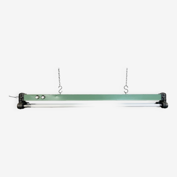 Lampe tube suspendue industrielle verte, 1970s