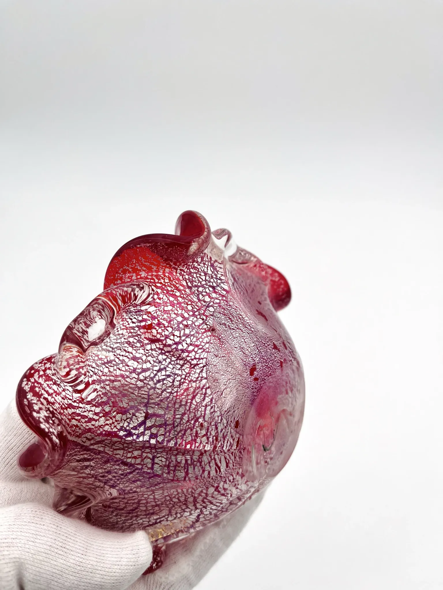 Coupe Vide-Poches Barovier Toso Murano 1950 Rouge Rubis