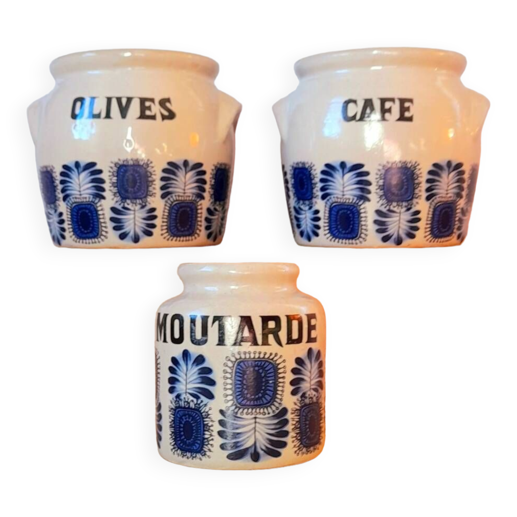 Set of 70s stoneware condiment pots