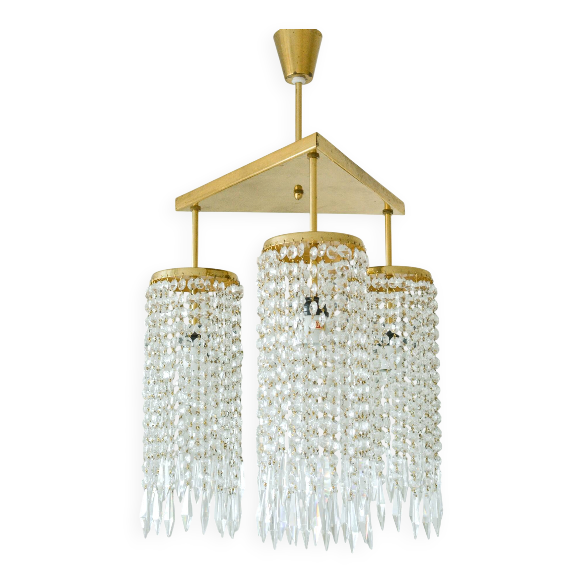 Vintage lustre from Jablonecké Sklárny in crystal and brass – Czechoslovakia