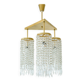 Lustre vintage Jablonecké Sklárny en cristal et laiton – Tchécoslovaqu