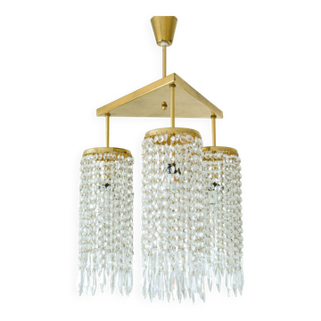 Vintage lustre from Jablonecké Sklárny in crystal and brass – Czechoslovakia