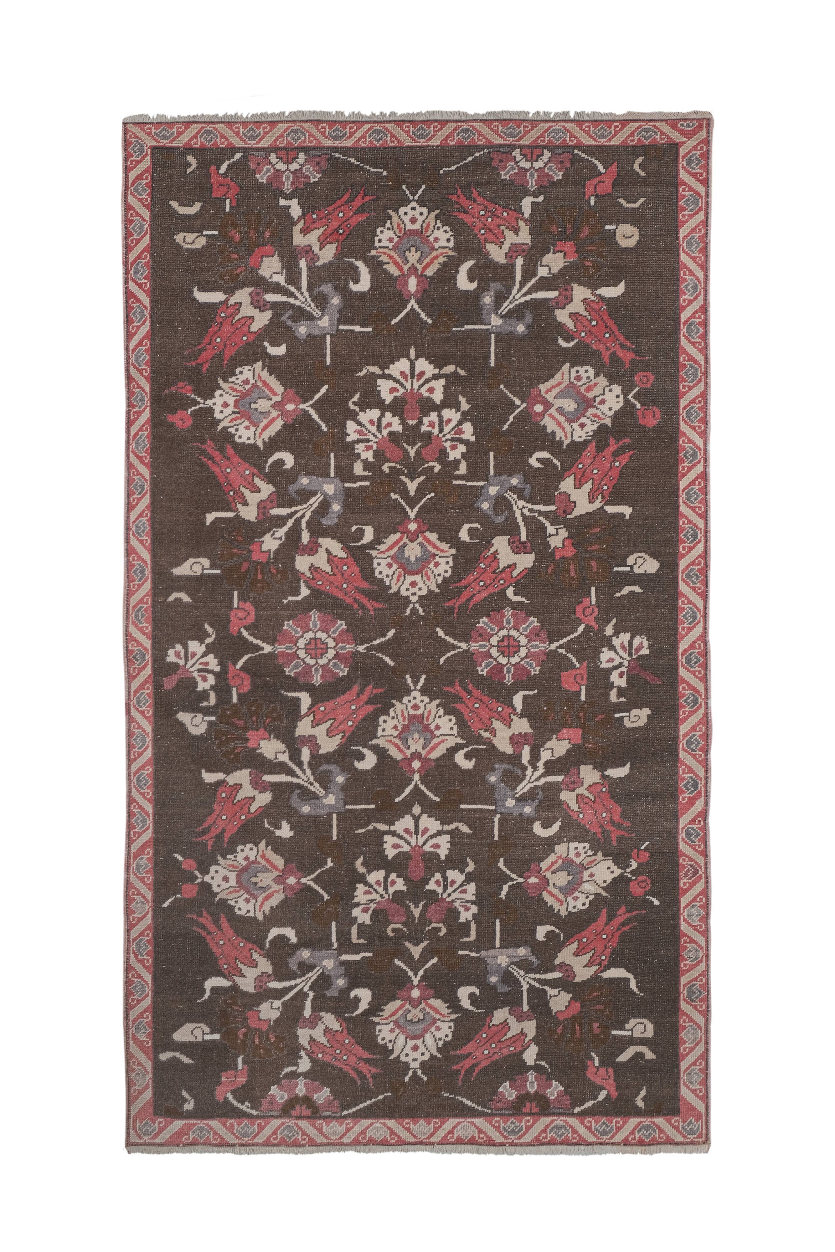 Southwest Wool Rug, Oriental Turkey Oushak Rug with Floral Pattern 4'11" X 8'5"