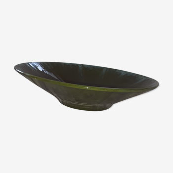 Hollow dish in english green varnished sandstone