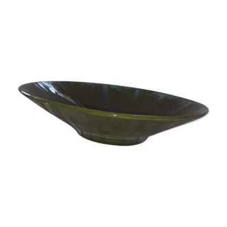 Hollow dish in english green varnished sandstone