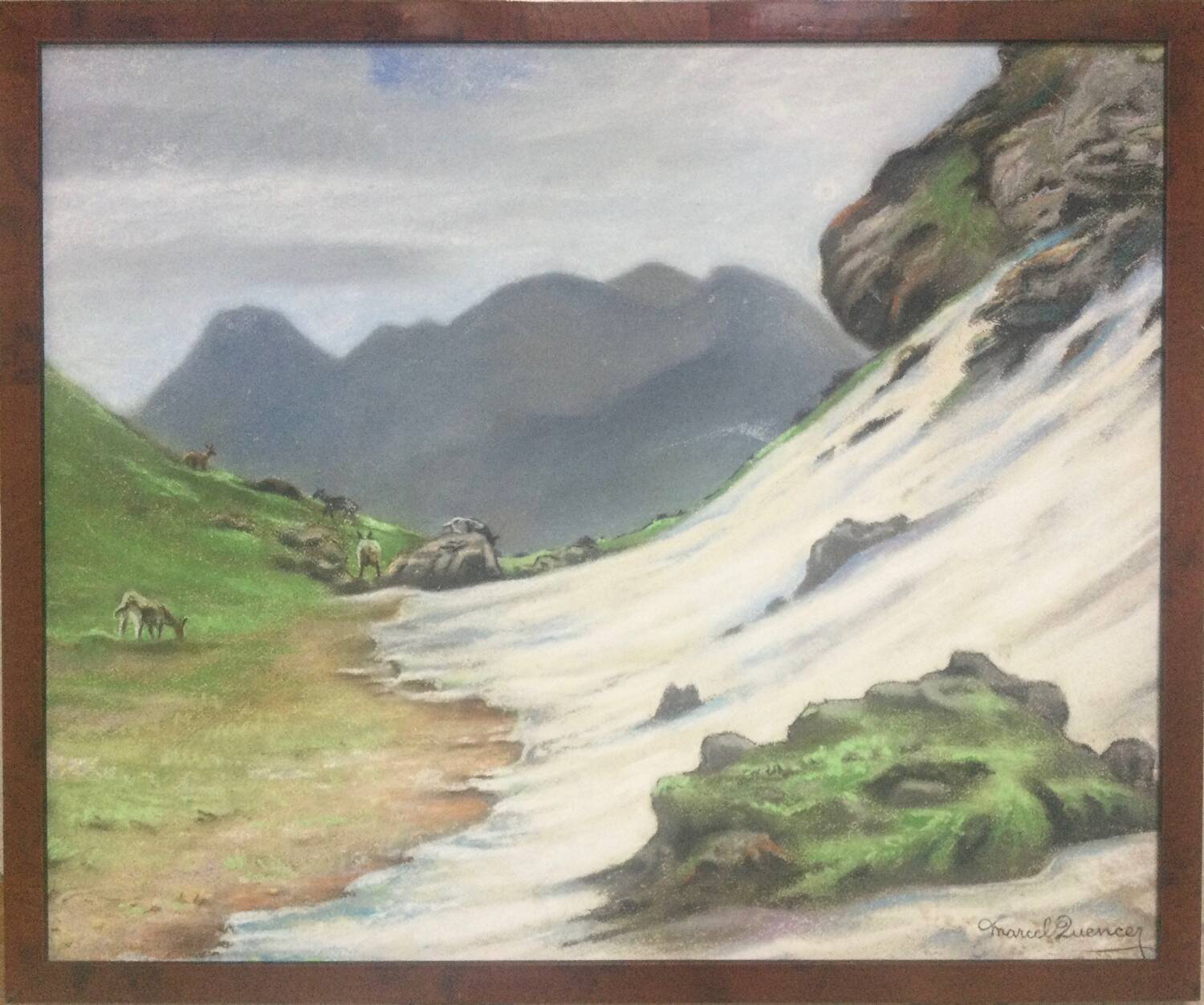 Mountain landscape, 1967. Pastel by Marcel QUENCEZ, 1912-2010.