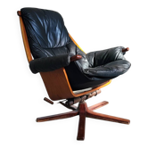 Gote Mobler vintage teak leather Scandinavian design armchair