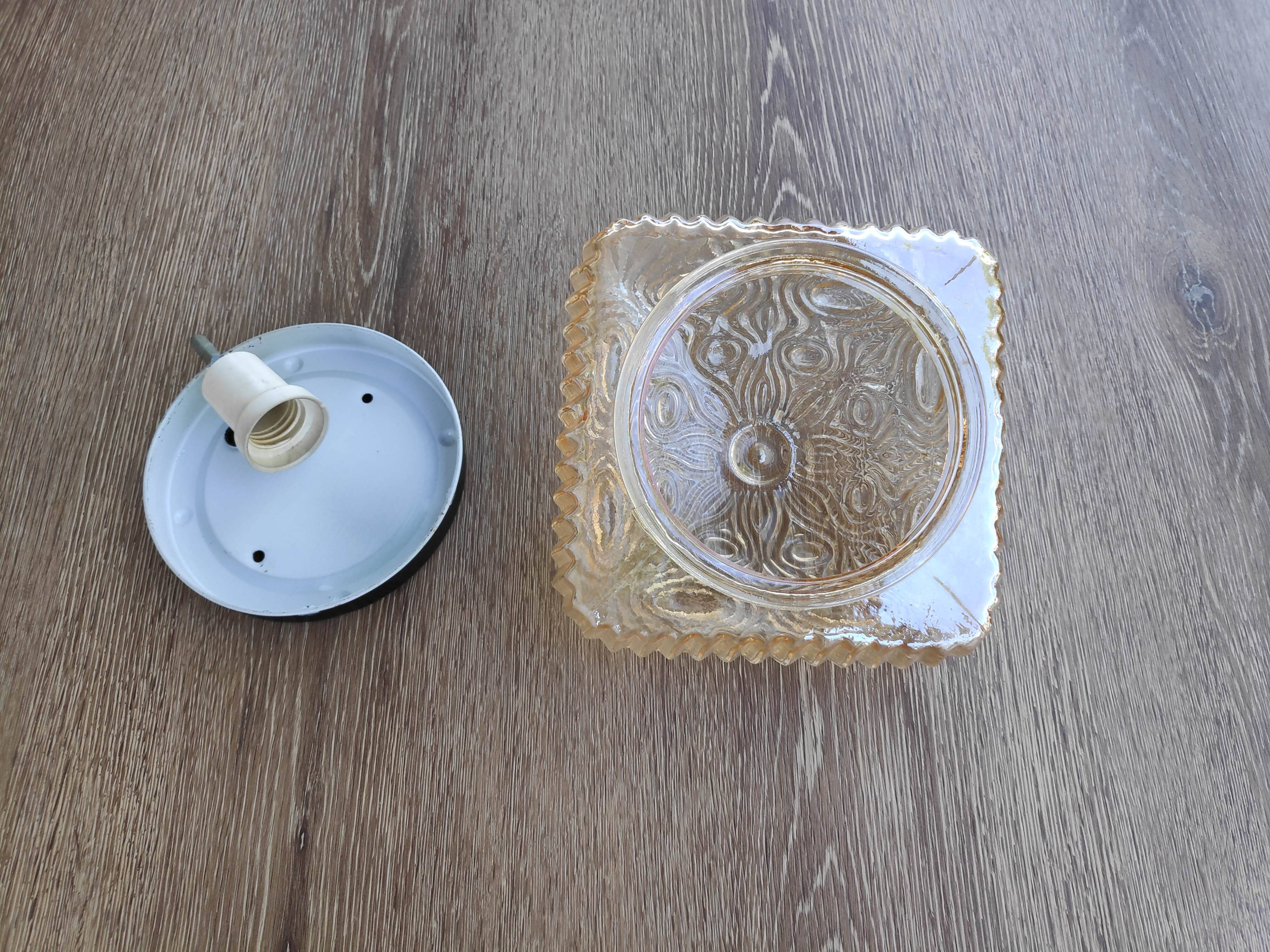 Amber ceiling light in thick glass