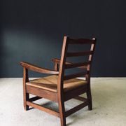 Rustic Oak & Rush Armchair, France, 1930s