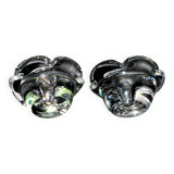 Set of 2 crystal candlesticks signed daum france - flambeaux vintage design 1960