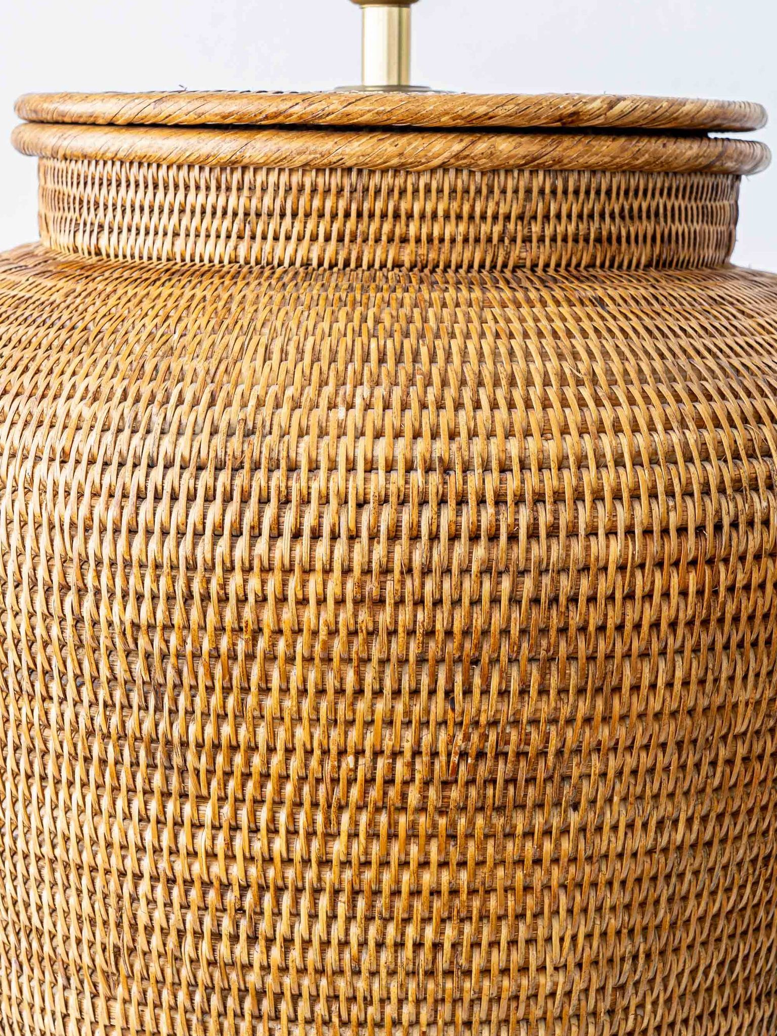 Hand-Woven Rattan Table or Floor Lamp, Burma/Myanmar, Oversized, 1980s