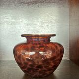 Amber smoked glass vase known as tortoiseshell, 1970s design.