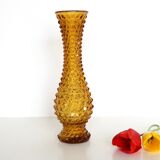 Amber glass vase, diamond tip, vintage