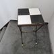 Vintage art deco table in wrought iron and black and white ceramic