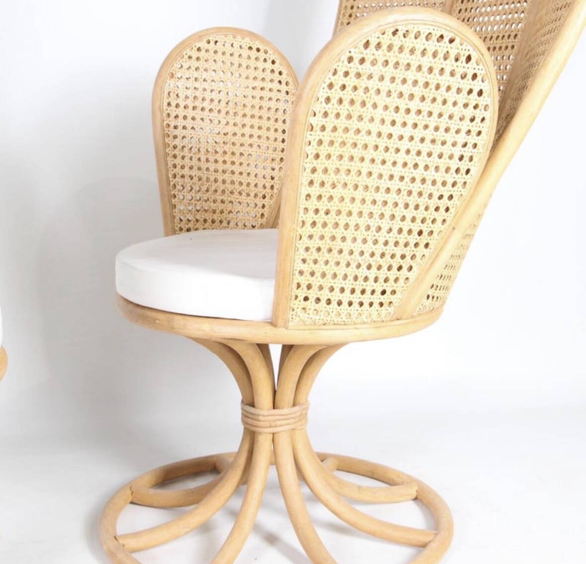 Pair of rattan and cane armchairs