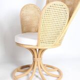 Pair of rattan and cane armchairs