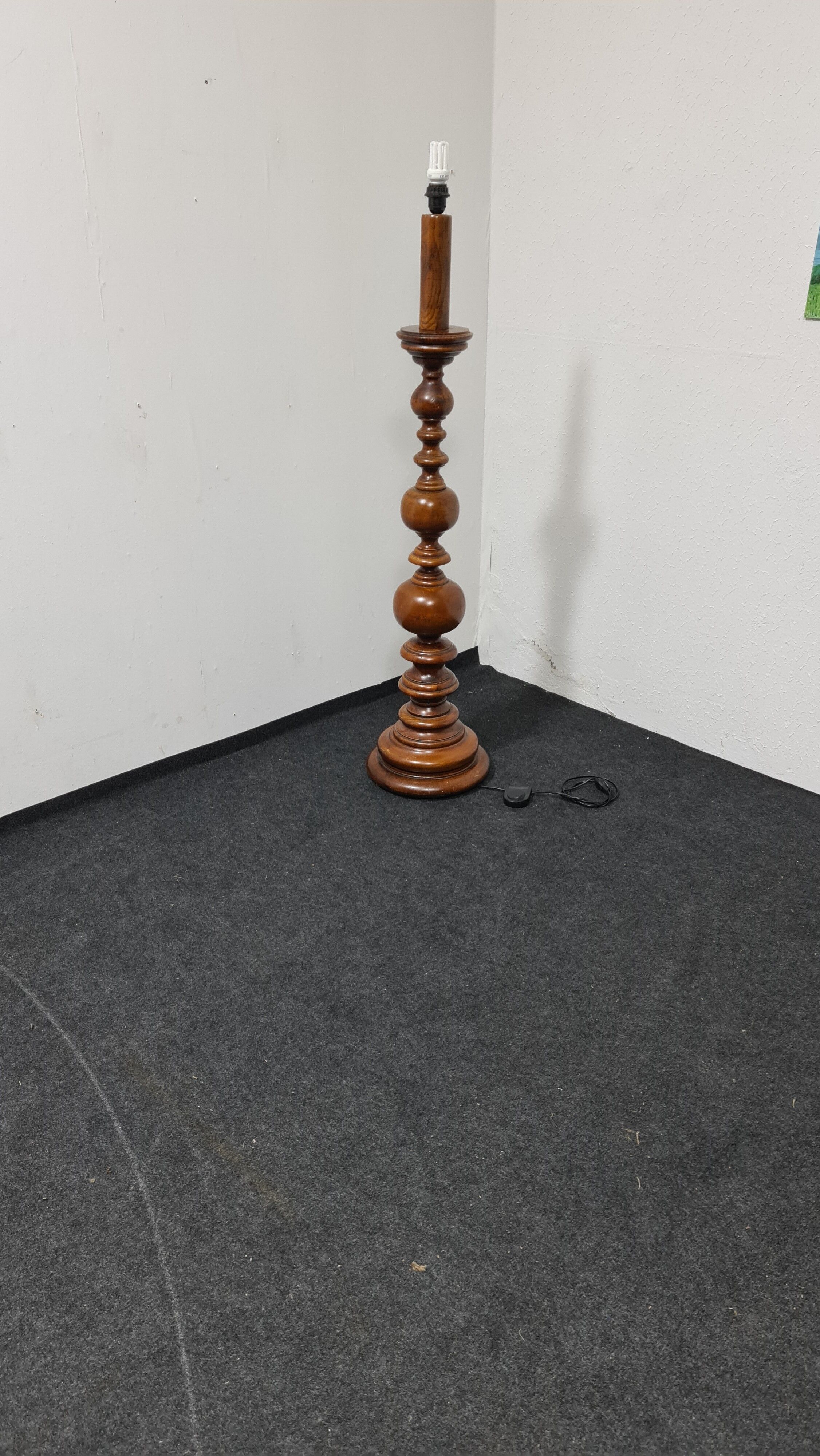 Vintage turned wood floor lamp