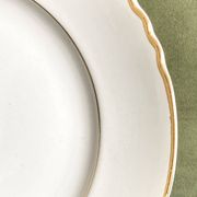 Set of 6 flat white and gold plates in old earthenware Moulin des loups vintage dishes
