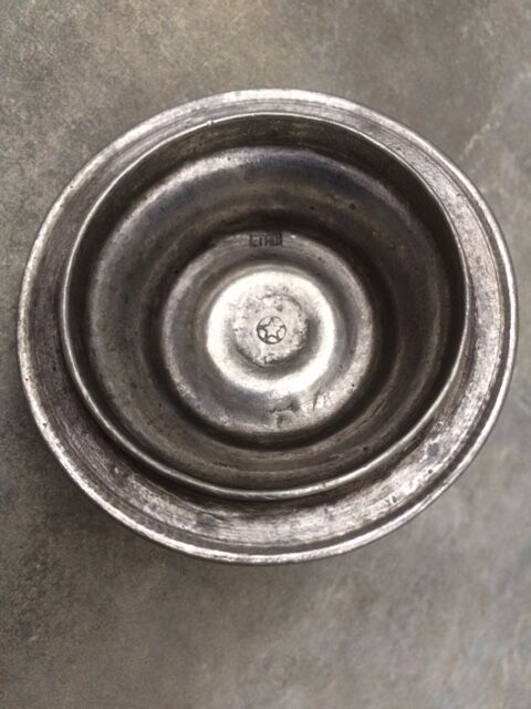 Spice pot or other glass with base and lid in pure tin