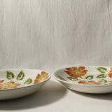 Set of 2 hollow plates Moulin des Loups - Ontario model - orange flowers