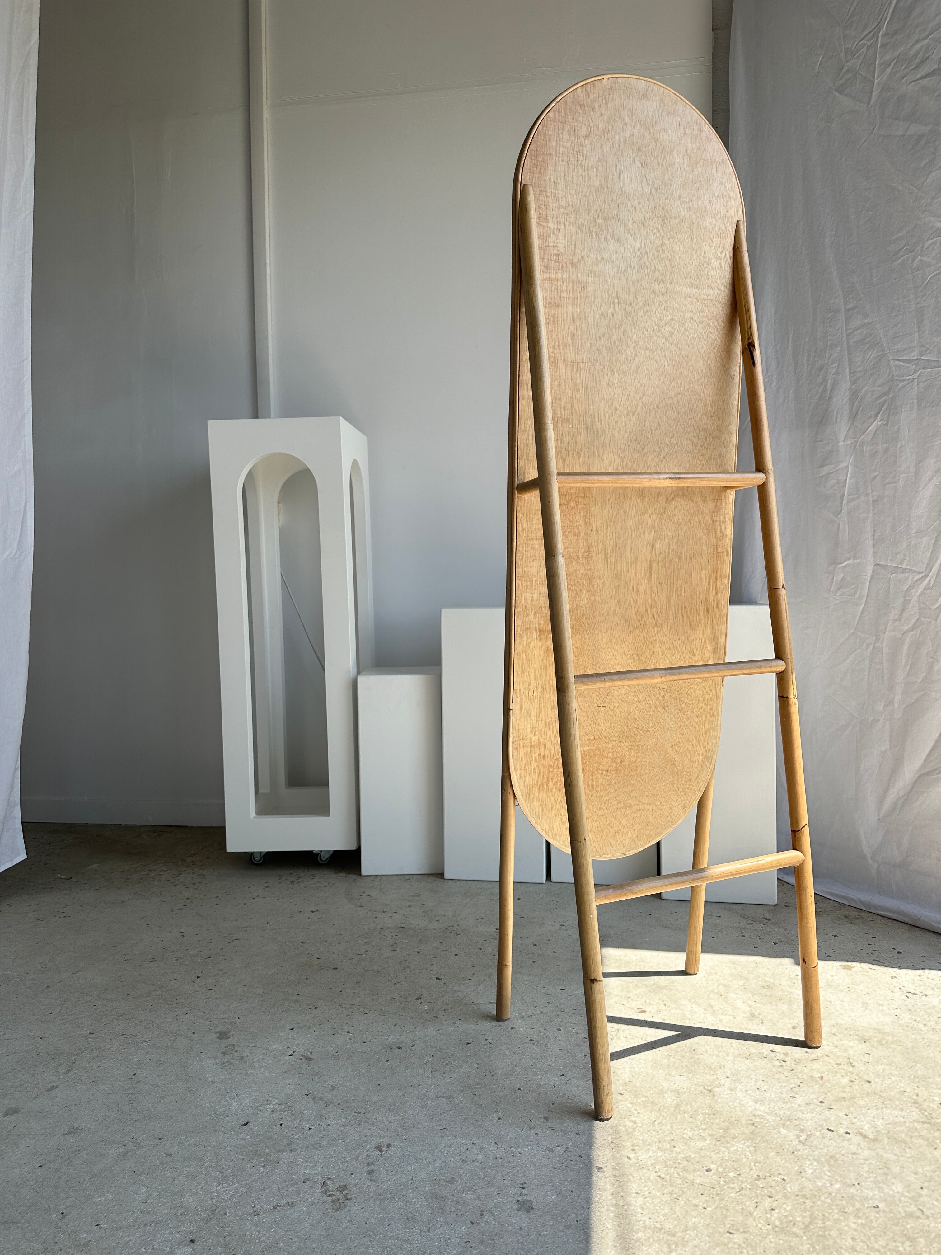 Floor mirror in bamboo and rattan H:1m80