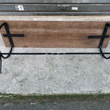 Rustic oak wrought iron bench