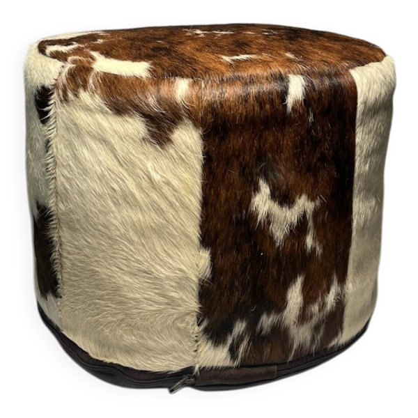Pouf vintage en peau de vache 80s