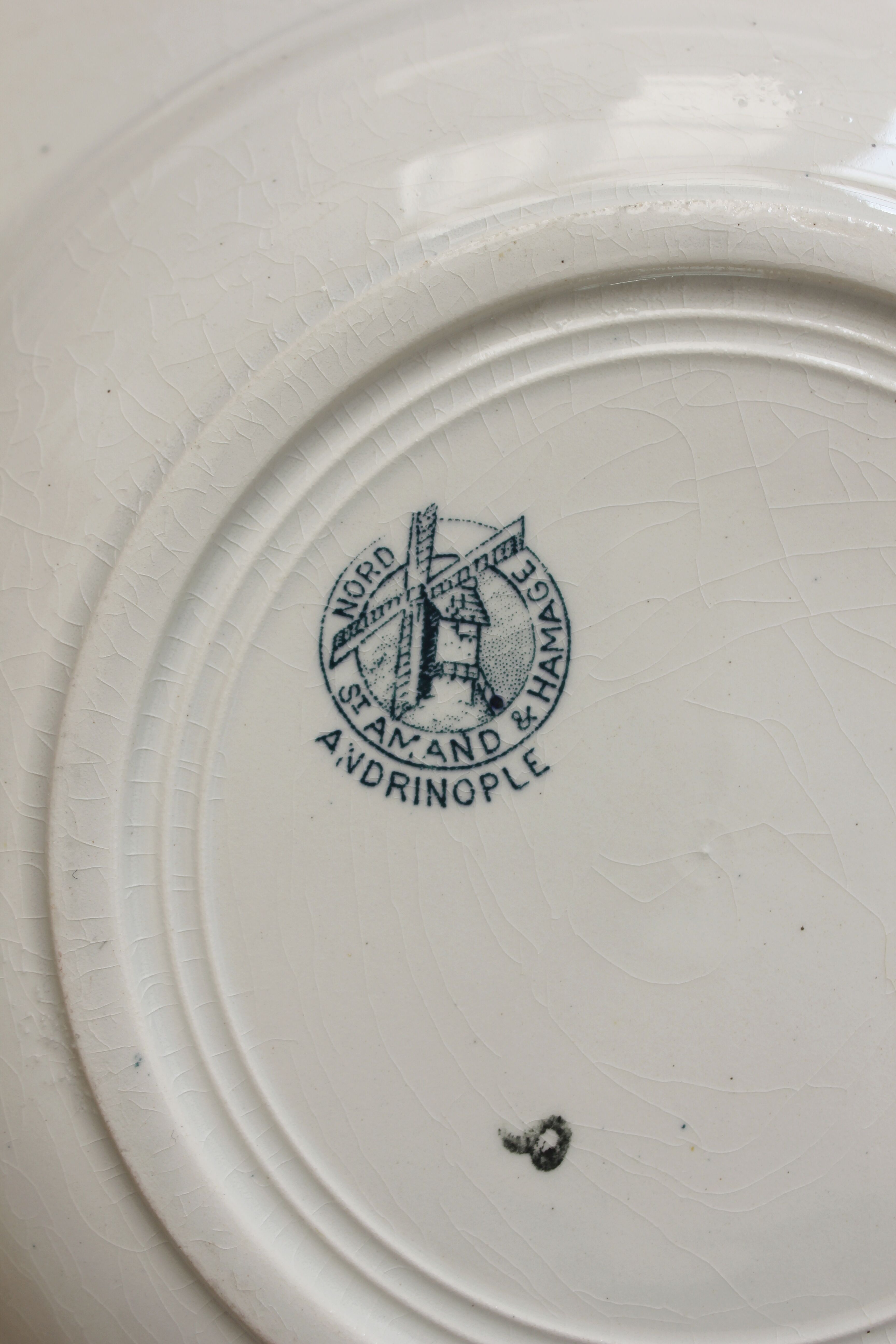 7 ironstone soup plates from Adrianople, Saint Amand and Hamage