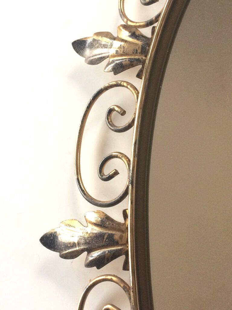 Deknudt 60s gold brass oval mirror- 65x50cm