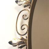 Deknudt 60s gold brass oval mirror- 65x50cm