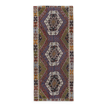 Vintage Turkish kilim, handwoven, 150x363 cm.