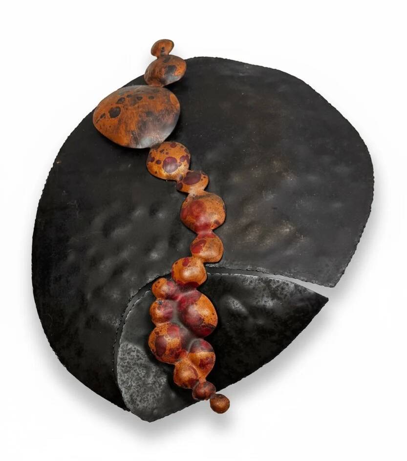 Set of brutalist wall sculptures signed B + D, circa 1965–1975.