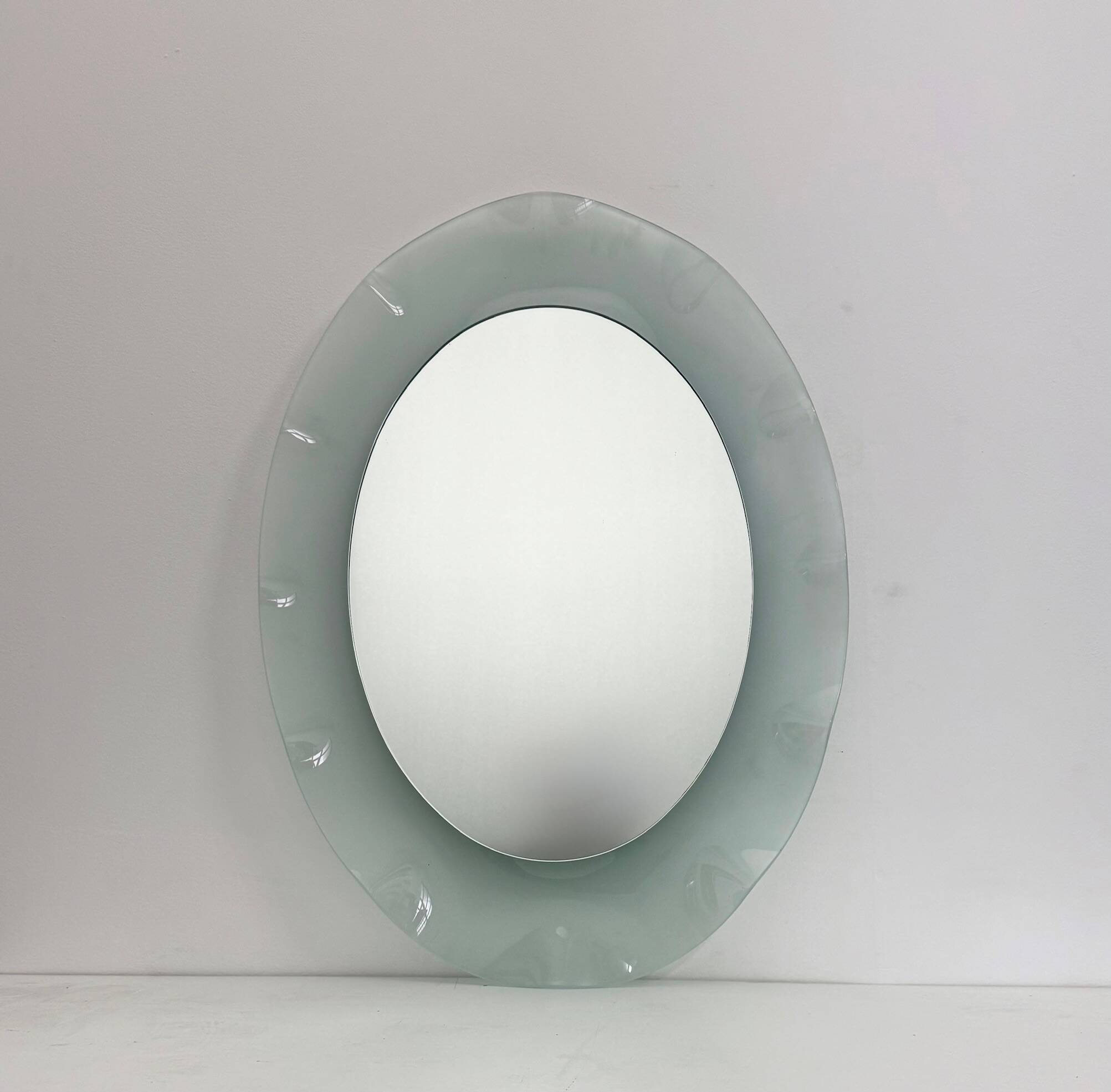 Vintage 1980s Italian Glass Wall Mirror in the style of Nanda Vigo