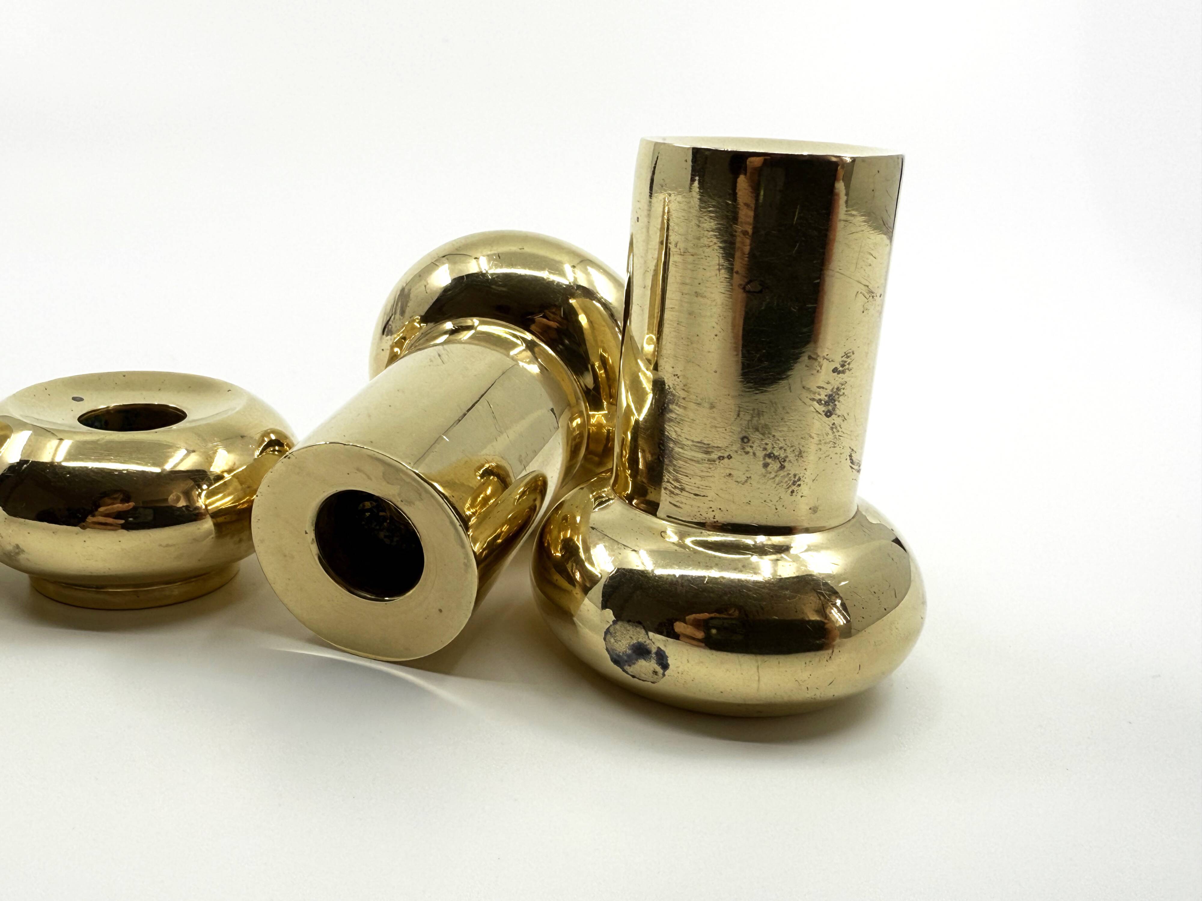 6 small brass candlesticks • Landskrona Mässing • Sweden • Circa 1978
