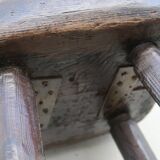 4 vintage brutalist solid wood bar stools