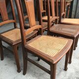 Suite of 6 chairs oak canage art nouveau