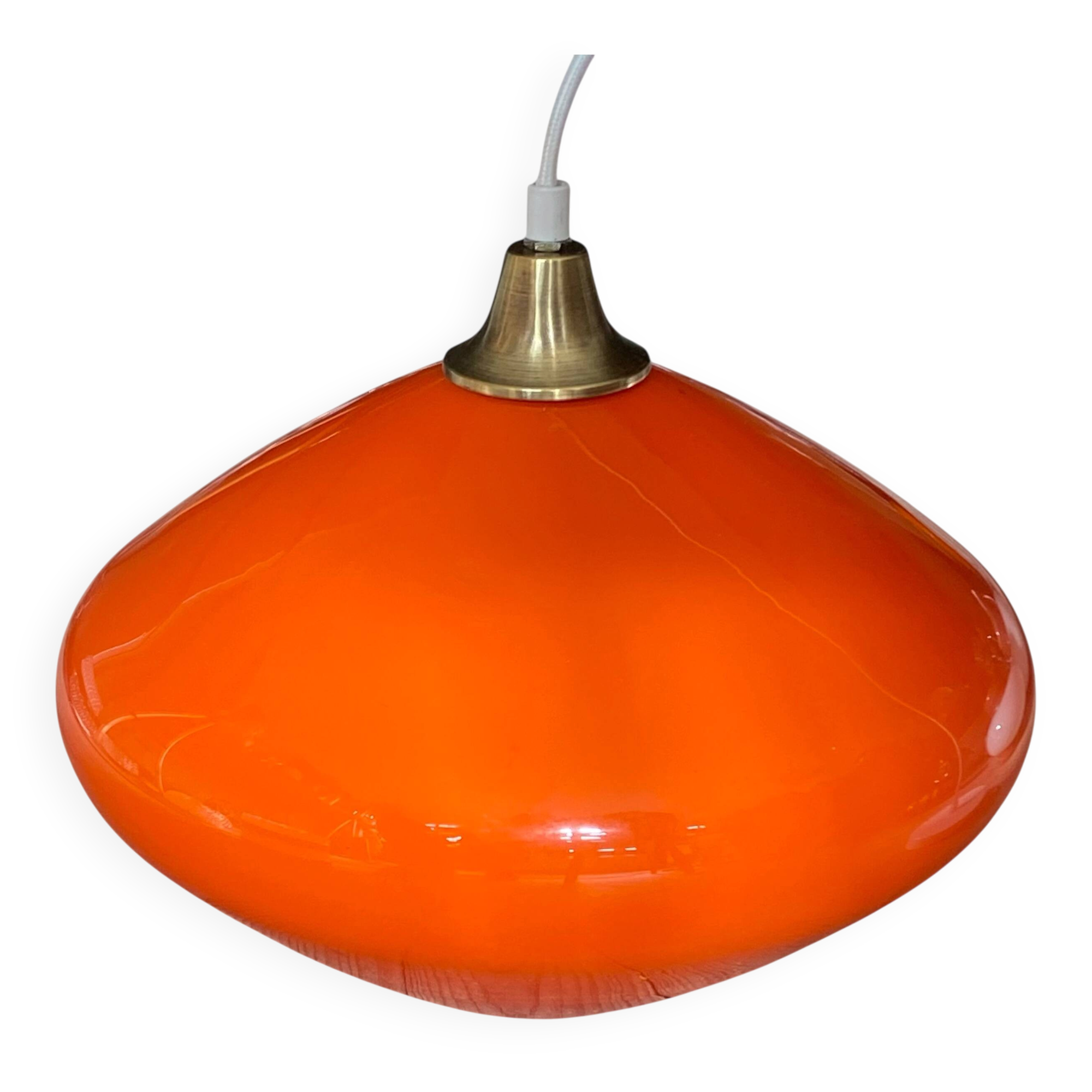 Large orange opaline glass pendant light